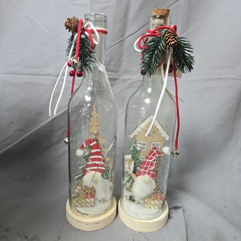 SET OF 2 LIGHT UP BOTTLED GONK CHRISTMAS DECORATIONS 