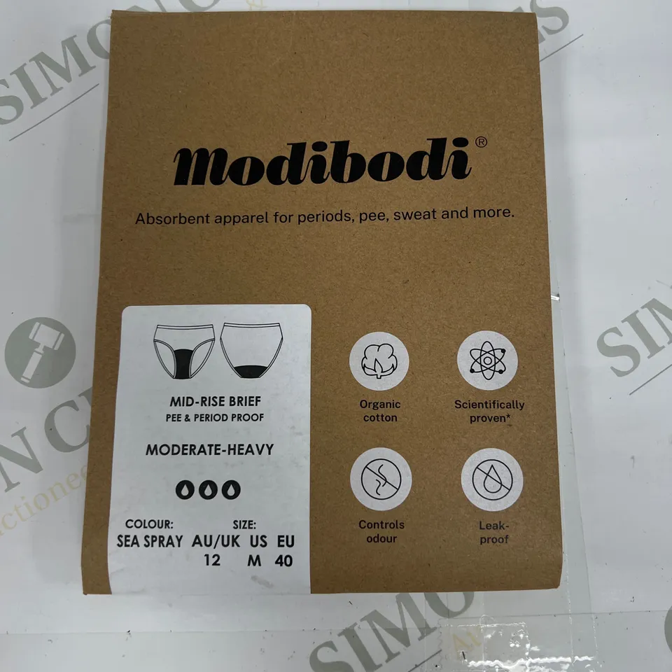 MODIBODI MID-RISE BRIEF IN SEA SPRAY SIZE MEDIUM