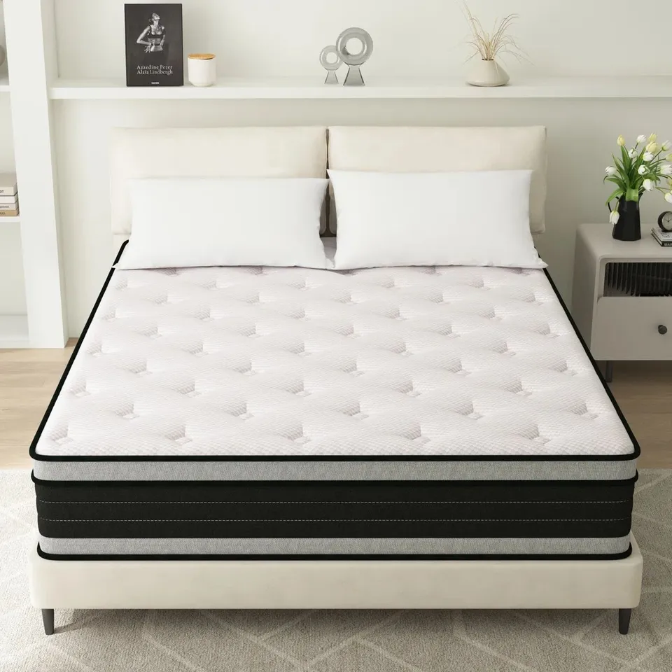 BOXED 36CM MEDIUM HYBRID SPRUNG MATTRESS IN A BOX PILLOW TOP 3000 MATTRESS 