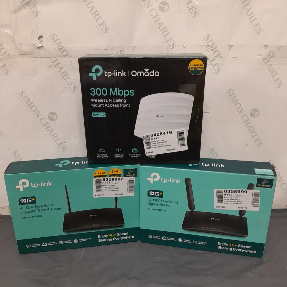 2X TP-LINK AC1200 DUAL BAND GIGABIT LTE WIFI ROUTER, AND 300MPS MOUNT ACCESS POINT 
