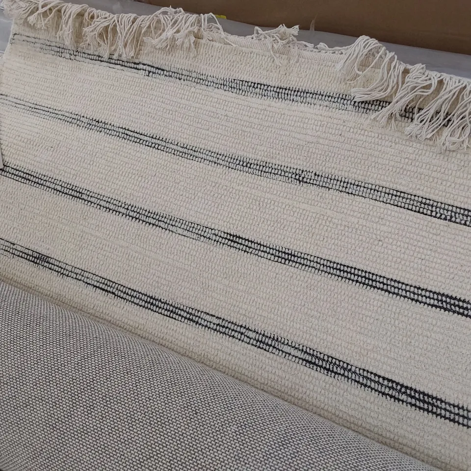 BRAND NEW BAGGED COTTON BEIGE/GREY RUG W 70cm
