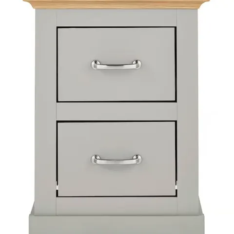 JULIPA ASHFORD 2 DRAWER BEDSIDE TABLE GREY/OAK