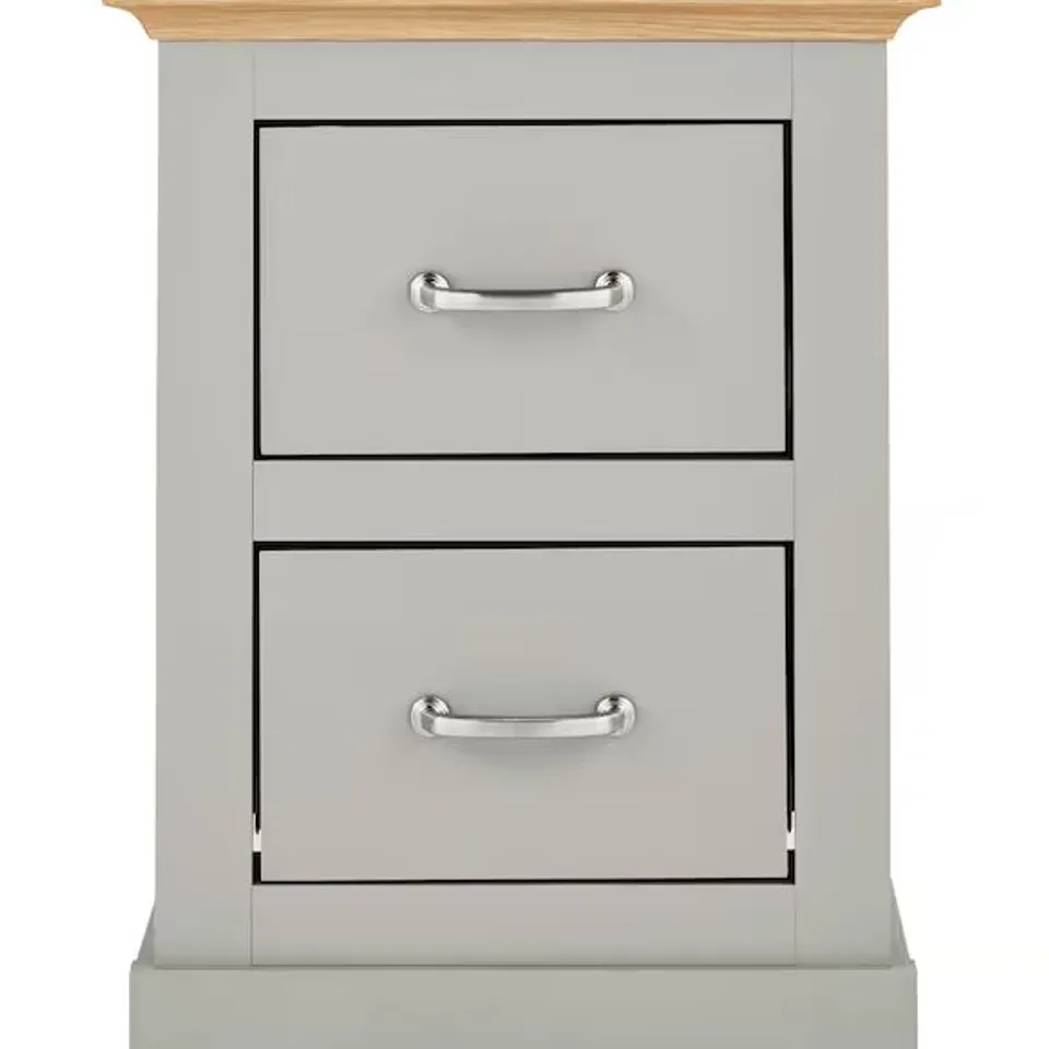 JULIPA ASHFORD 2 DRAWER BEDSIDE TABLE GREY/OAK