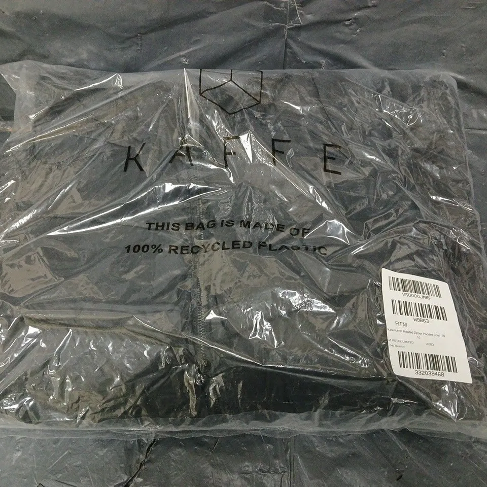 BAGGED KAFFE HOODED ZIPPER PADDED COAT = SIZE 10