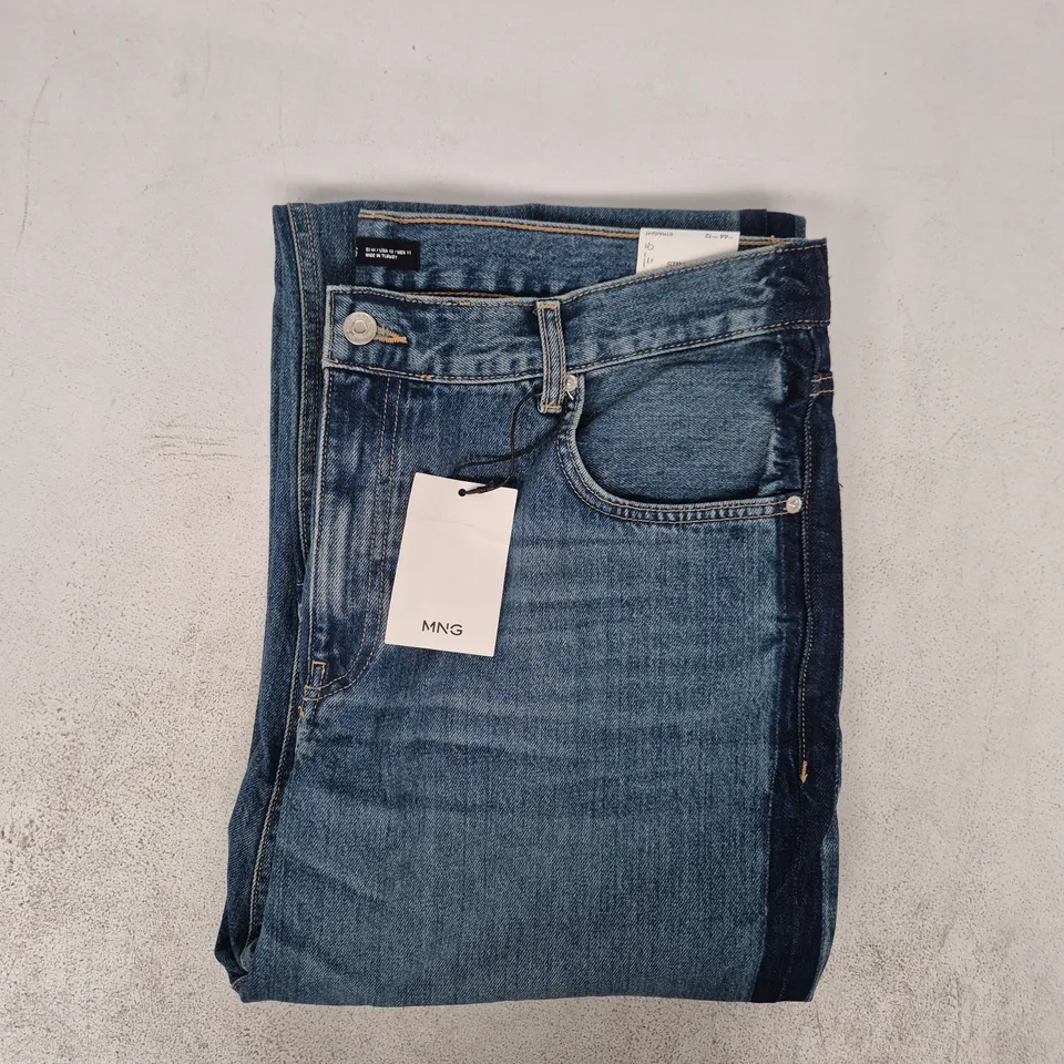 MANGO LOW-RISE STRAIGHT JEANS WITH CONTRAST STRIP IN BLUE SIZE UK 16