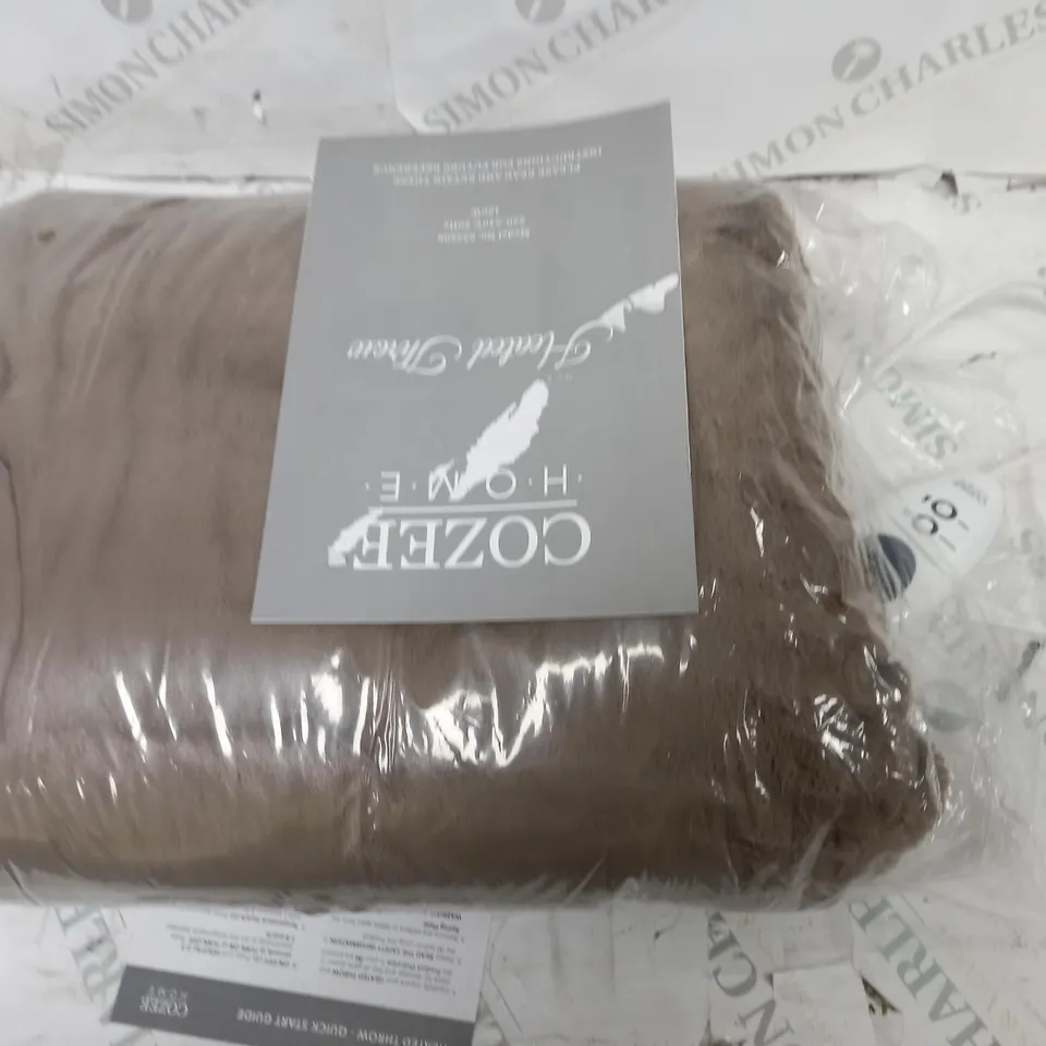 BOXED COZEE HOME HEATED BLANKET IN DARK TAUPE
