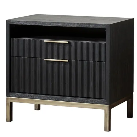 BOXED LITE 2 DRAWER METAL BEDSIDE TABLE