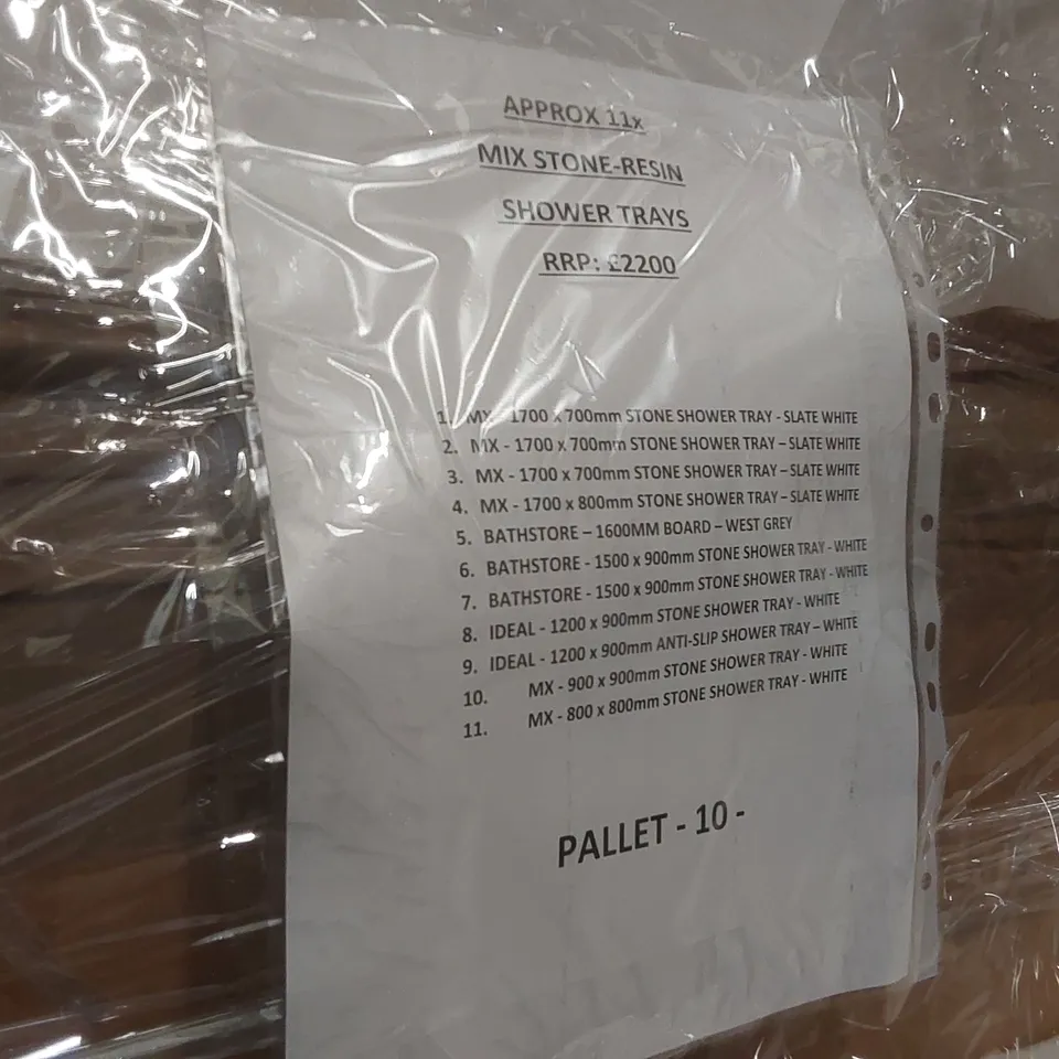 PALLET CONTAINING APPROXIMATELY 11x MIX STONE-RESIN SHOWER TRAYS
