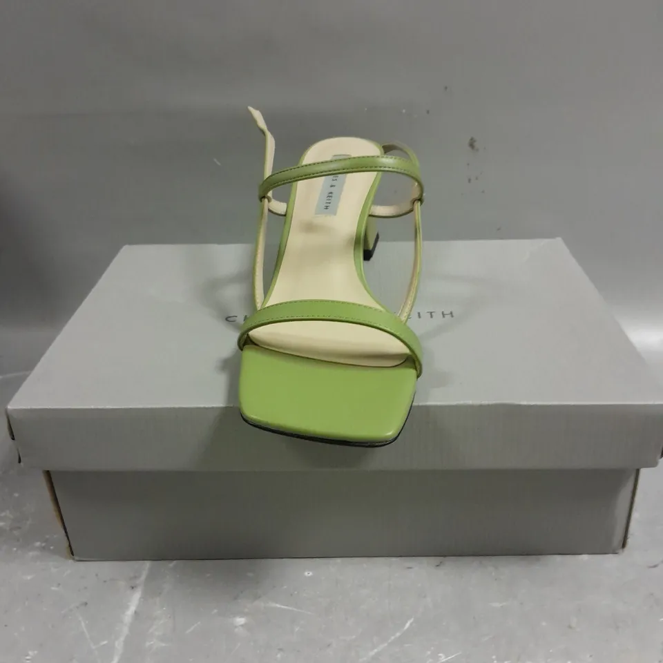 BOXED PAIR OF CHARLES & KEITH OPEN TOE SAGE GREEN SANDALS - 5