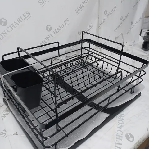 BOXED BLACK 2 TIER METAL DISH RACK