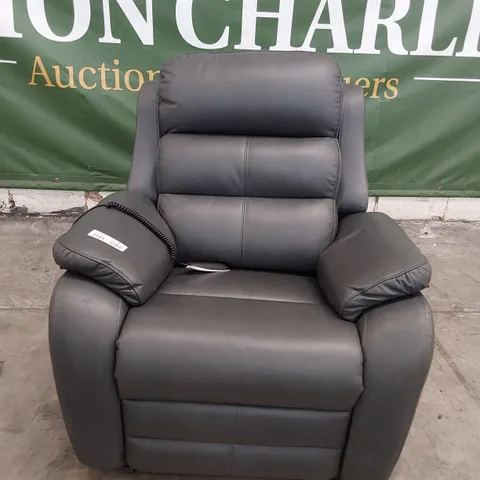 QUALITY BRITISH DESIGNER G PLAN GREENWICH DUEL ELEVATE EASY CHAIR CAMBRIDGE PETROL BLUE LEATHER