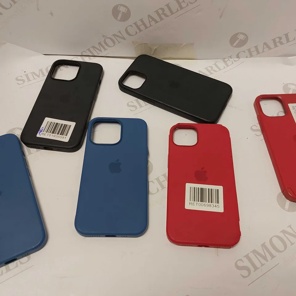 BOX OF APPROX 10 APPLE IPHONE CASES FOR ASSORTED PHONES IN VARIOUS COLOURS 