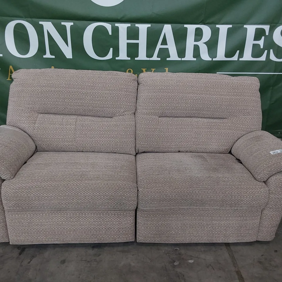 QUALITY BRITISH DESIGNER G PLAN SEATTLE POWER RECLINING THREE SEATER SOFA HOPSACK ROSE FABRIC