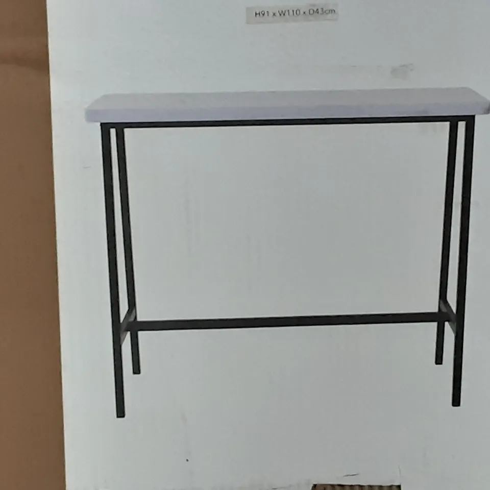 BOXED VIXEN BAR TABLE IN BLACK AND WHITE   H91 X W110 X D43CM