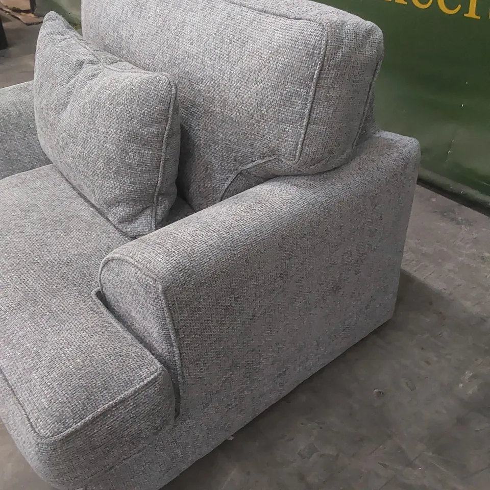 DESIGNER COTTAGE GREY FABRIC UPHOLSTERED ARMCHAIR