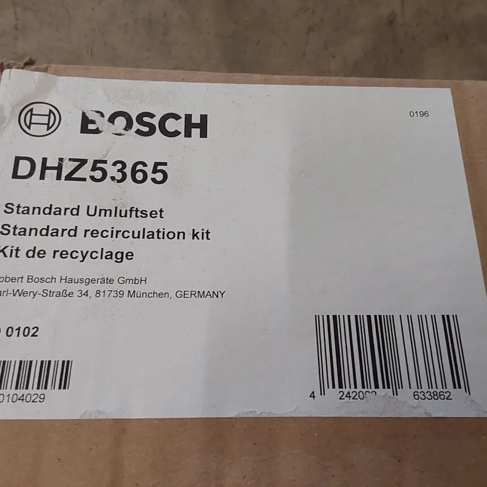 BRAND NEW BOXED BOSCH DHZ5365 STANDARD RECIRCULATION KIT (1 BOX)