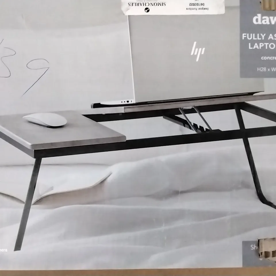 BOXED DAWSON LAPTOP STAND COMCRETE EFFECT