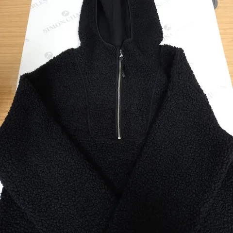 H&M HOODED WOOL FLEECE IN BLACK EUR SIZE S