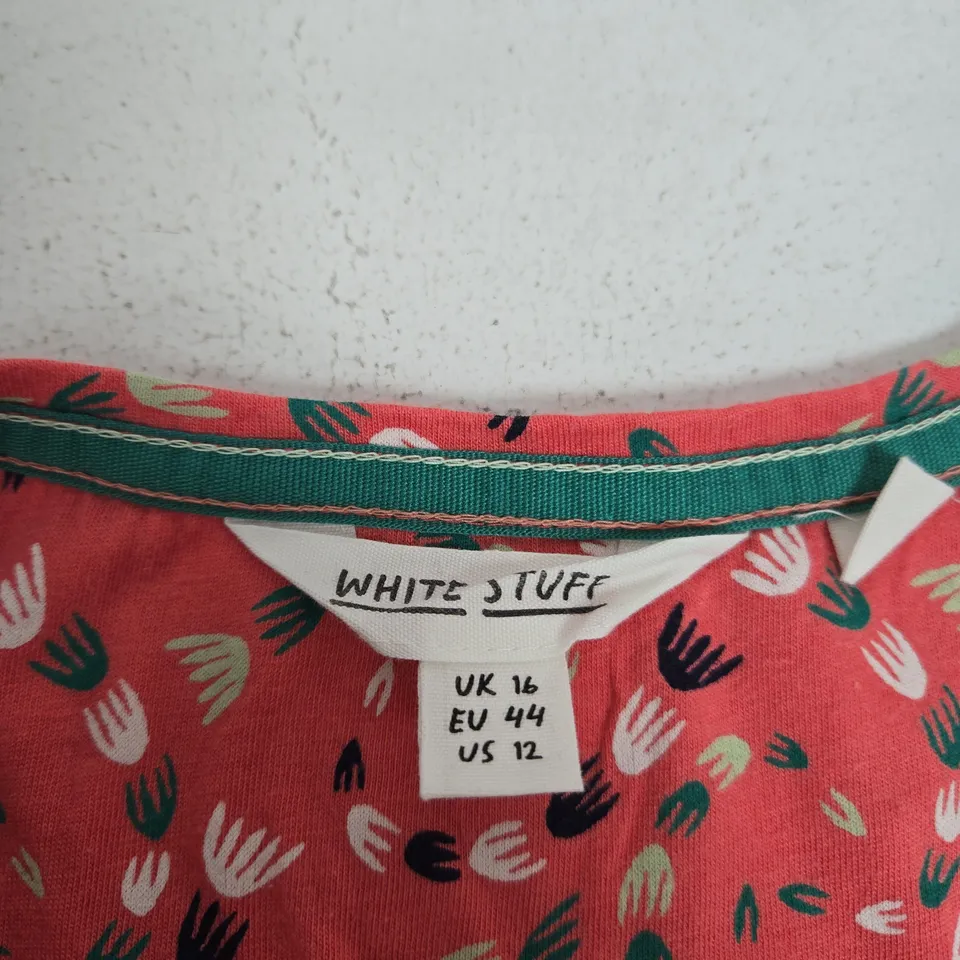 WHITE STUFF DRESS – PINK PATTERN, UK 16 (EU 44, US 12)