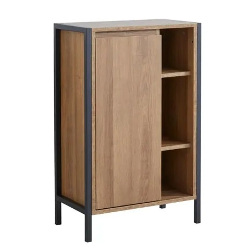 BOXED CORNELIA FREE STANDING CONSOLE UNIT WOOD EFFECT / BLACK 