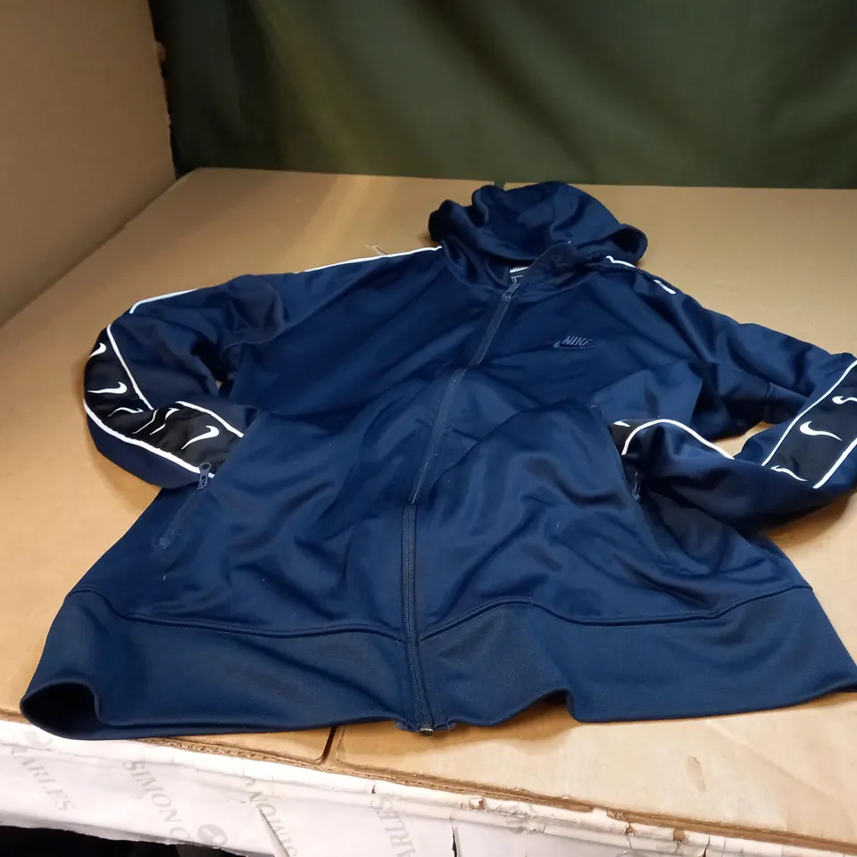 NIKE NAVY BLUE HOODED TRACKSUIT JACKET - L 