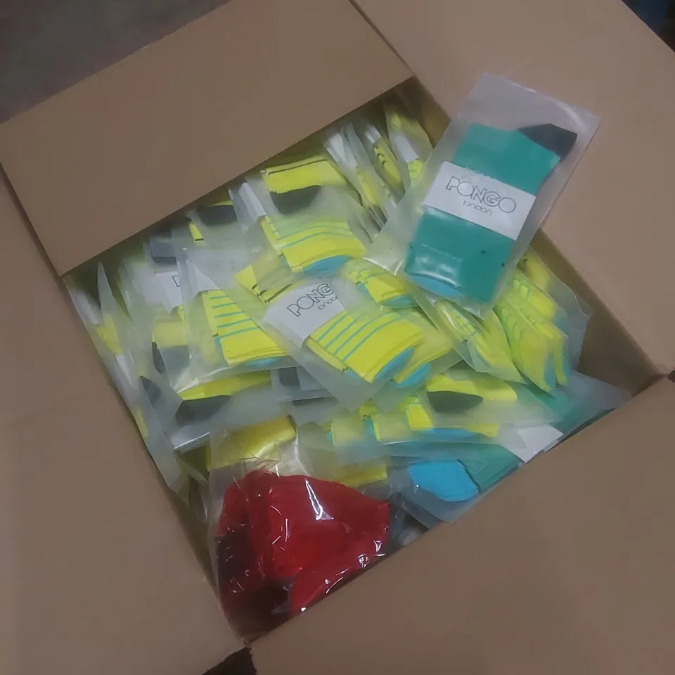 BOX TO CONTAIN A LARGE QUANTITY OF BRAND NEW PAIRS OF PONGO LONDON AND BISSINI CYCLING SOCKS - COLOURS AND SIZES VARY // 1 PAIR PER PACK