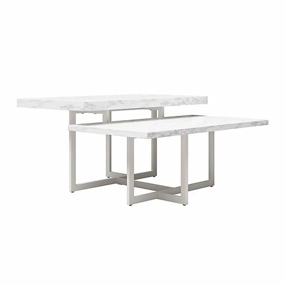 BOXED COSMOLIVING BY COSMOPOLITAN BRIELLE COFFEE TABLE, WHITE MARBLE EFFECT (1 BOX)