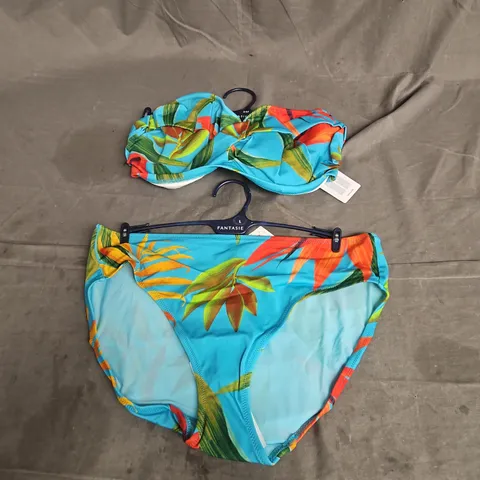 FANTASIE 2PCE SWIMWEAR SET IN BLUE MULTI SIZE 34F/L