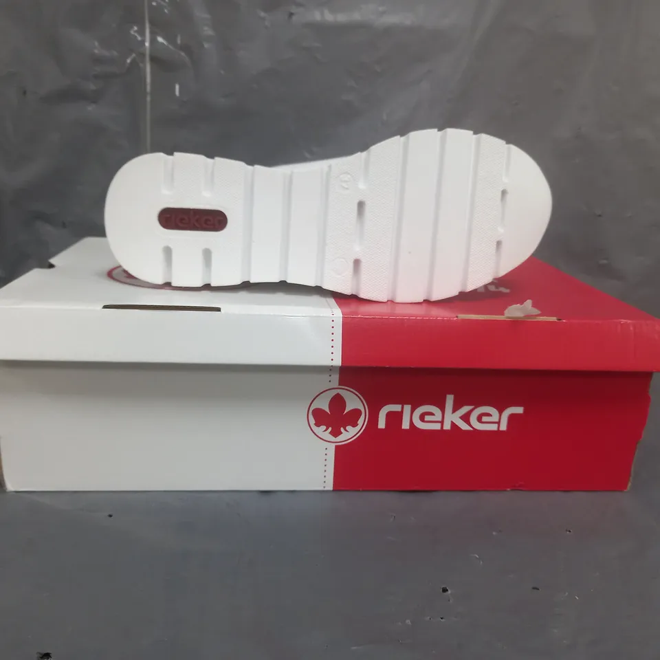 RIEKER WEDGE PANEL PRINT TRAINERS WHITE SIZE 4
