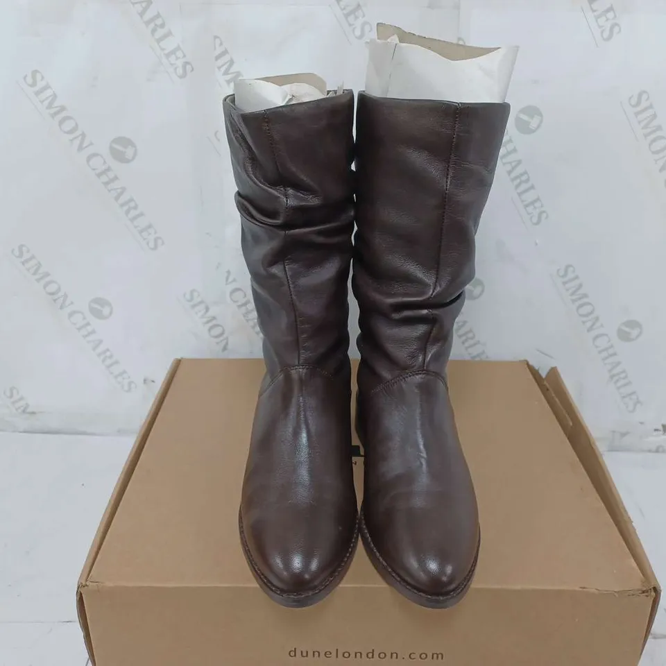 PAIR OF DUNE LONDON CALF BOOTS IN BROWN  - SIZE 3