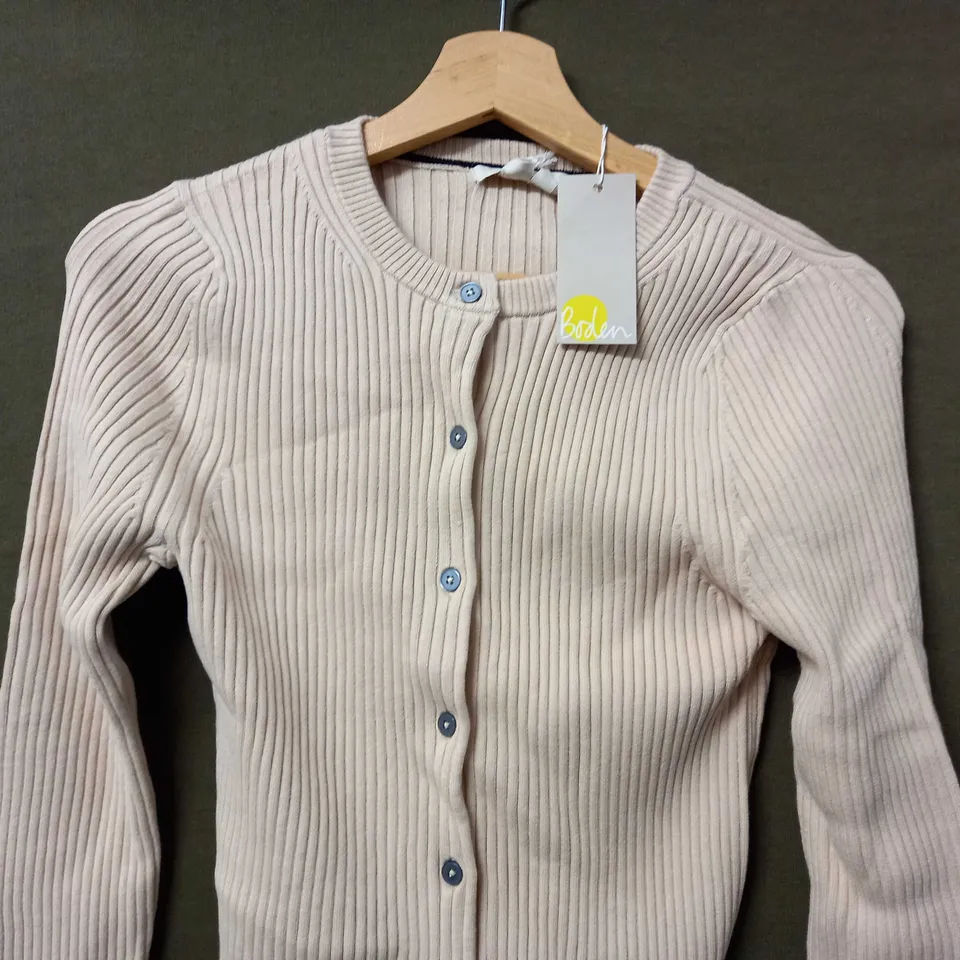 BODEN RIBBED DETAIL CARDIGAN IN NUDE PINK - XS