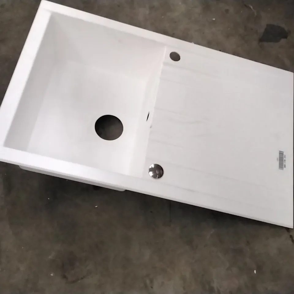WHITE COMPOSITE KITCHEN SINK WITH DRYING RACK