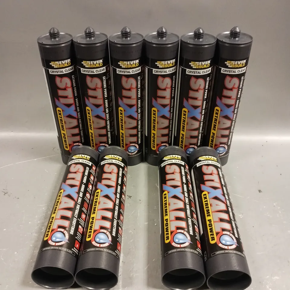 10 X SEALED EVER BUILD STIXALL ADHESIVE & SEALANT - 10 X 290ML - CRYSTAL CLEAR 