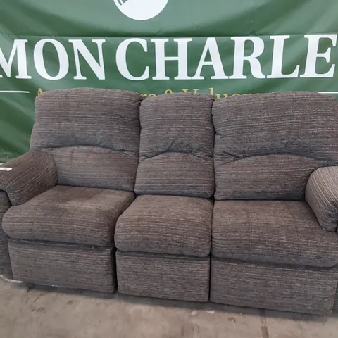 QUALITY BRITISH DESIGNER G PLAN SEATTLE POWER RECLINING THREE SEATER SOFA GIRONA SMOKE FABRIC