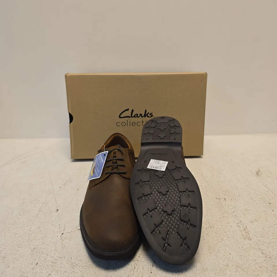 CLARKS COLLECTION MALWOOD LACE SHOES – BROWN SUEDE, UK 11 (EU 46)