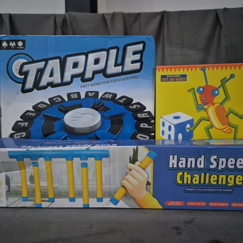 BOX OF APPROXIMATELY 15 ASSORTED TOYS AND GAMES TO INCLUDE TAPPLE, HAND SPEED CHALLENGE, BEETLE GAME, ETC - COLLECTION ONLY