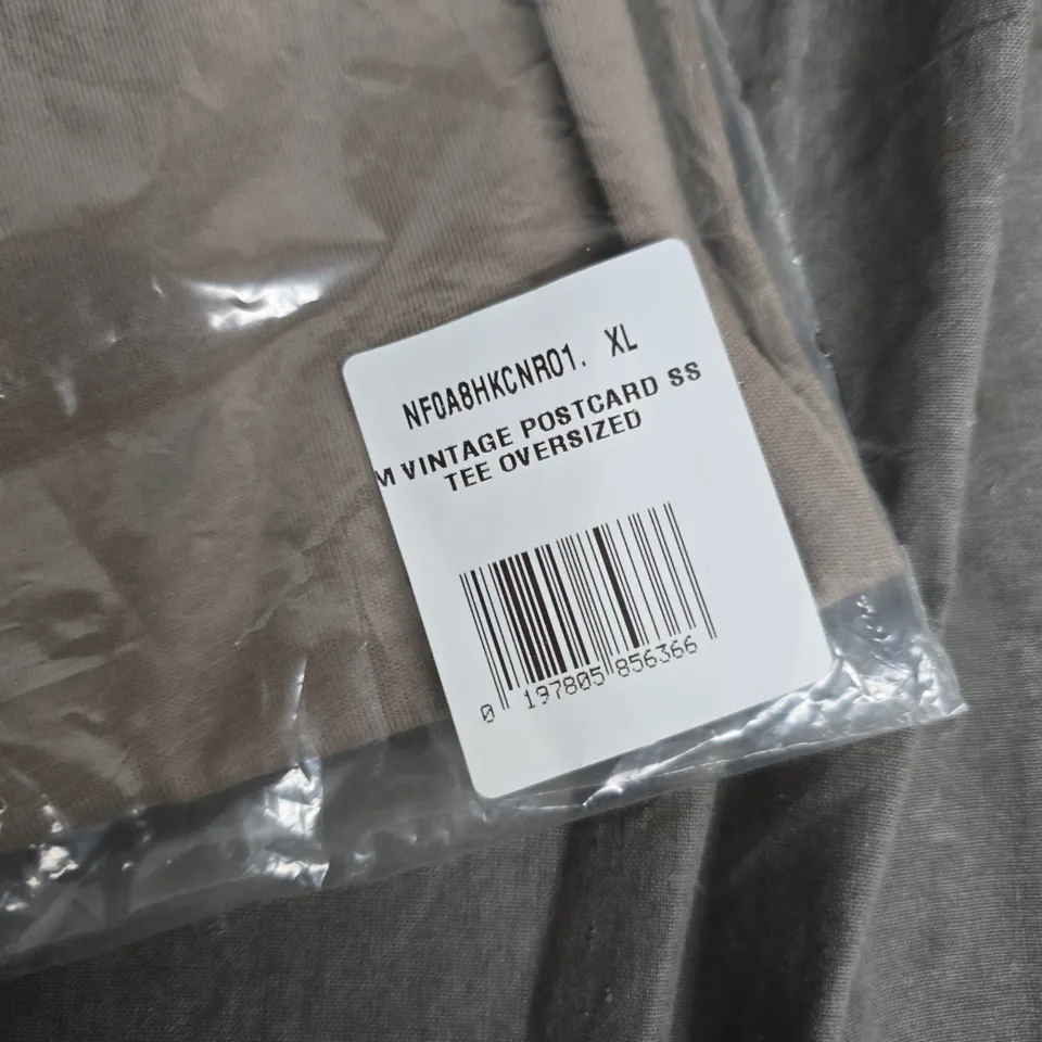 BAGGED THE NORTH FACE MEN'S VINTAGE POSTCARD TEE OVERSIZED – BEIGE/TAN, XL