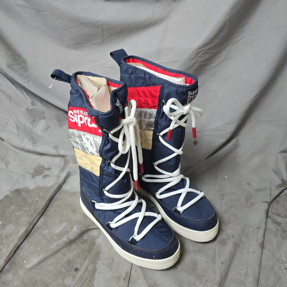 SUPERDRY NAVY HIGH-TOP WINTER BOOTS – WHITE LACES UK 5