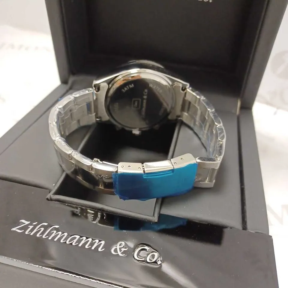 ZIHLMANN & CO BLACK TRIPLE DIAL BRACELET STRAP WRISTWATCH
