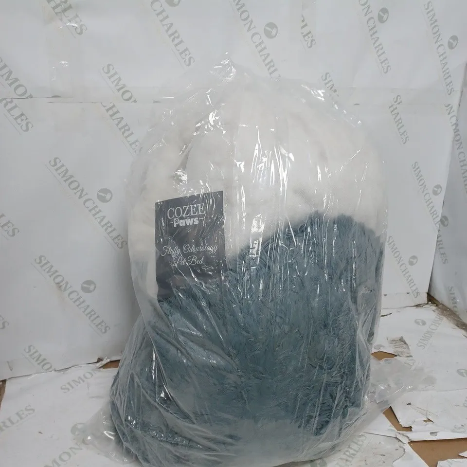 COZEE PAWS ODOUROLOGY FLUFFY GREY ROUND PET BED MEDIUM