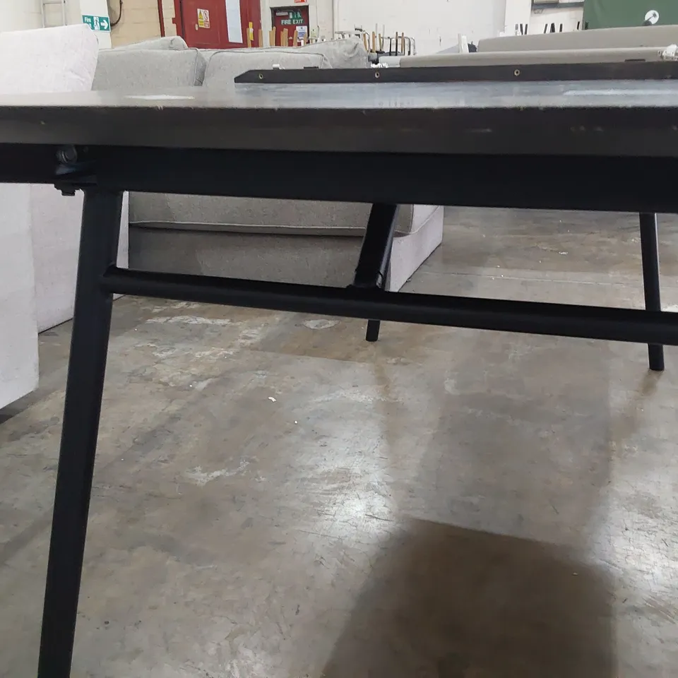 DESIGNER DARK WOOD EXTENDING DINING TABLE ON METAL FRAME (1 LEAF)