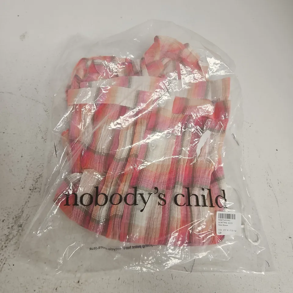 NOBODY'S CHILD NIKKI BLOUSE – UK8 PINK STRIPED WOMEN'S BLOUSE