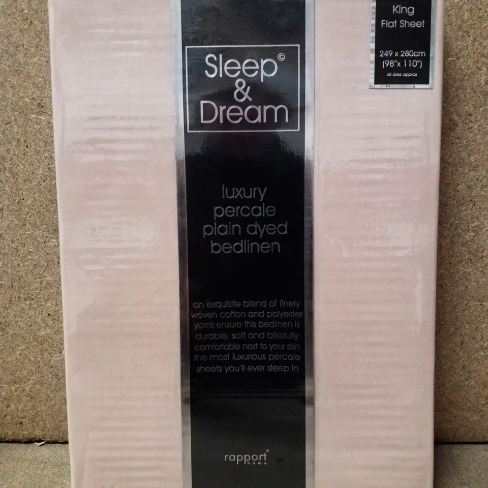 BRAND NEW SLEEP&DREAM LUXURY PERCALE PLAIN DYED BED LINEN (KING FLAT SHEET)