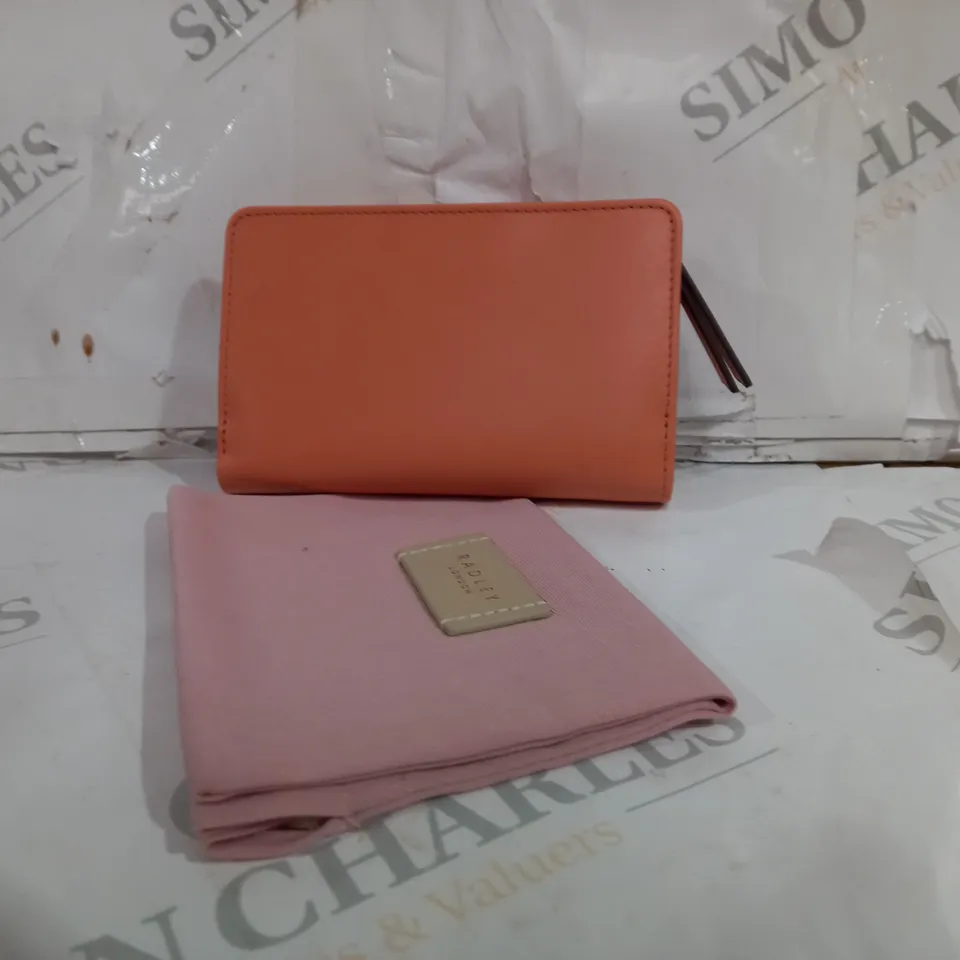 RADLEY LONDON LEATHER PURSE IN ORANGE WITH PINK POUCH