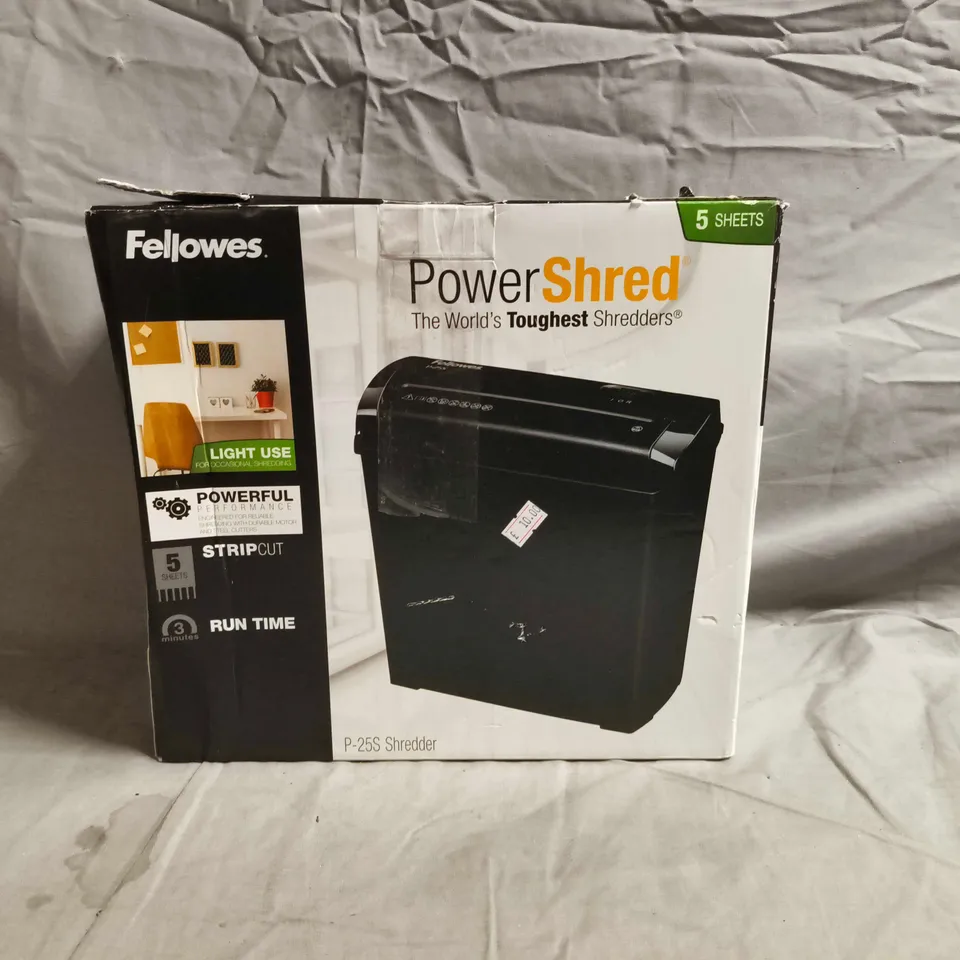 FELLOWES POWERSHRED P-25S SHREDDER – BLACK, 5-SHEET CAPACITY (BOXED)