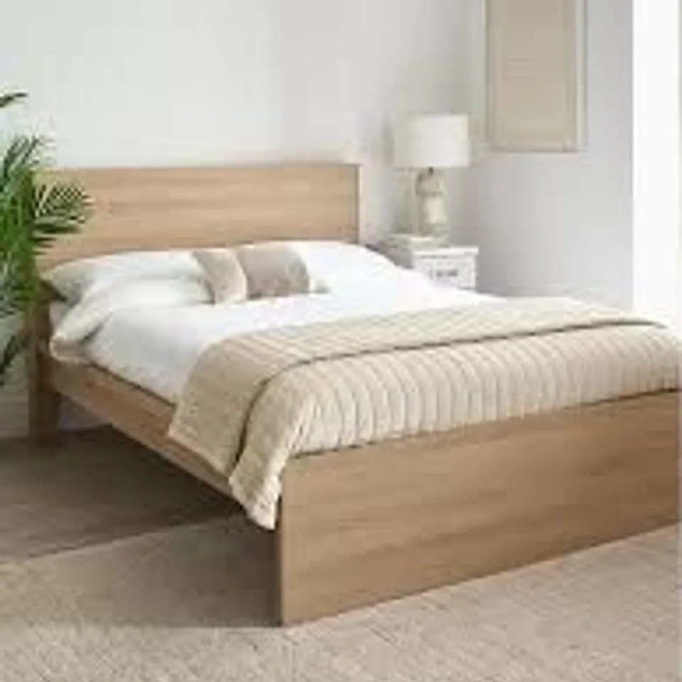 BOXED CAMBERLEY KING SIZE BED FRAME - LIGHT OAK EFFECT (2 BOXES)