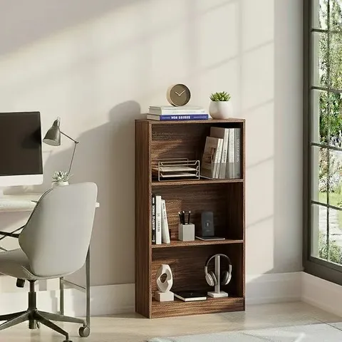 BOXED CAMBRIDGE 3 TIER MEDIUM BOOKCASE - WALNUT (1 BOX)