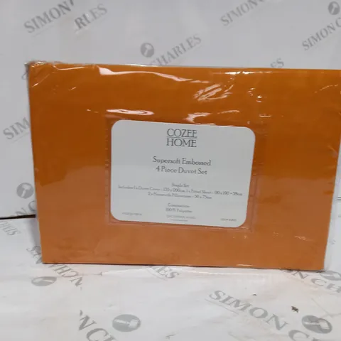 COZEE HOME SUPERSOFT EMBOSSED DUVET SET SAFFRON - SINGLE