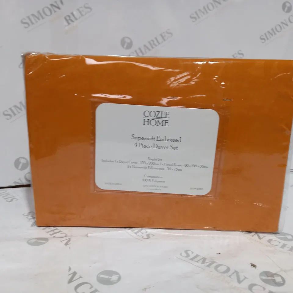 COZEE HOME SUPERSOFT EMBOSSED DUVET SET SAFFRON - SINGLE