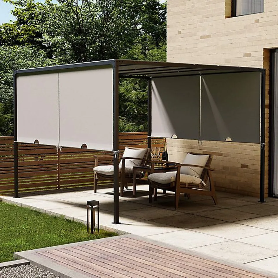 BOXED VONHAUS PERGOLA WITH SLIDING ROOF 3X3 M, METAL PERGOLA WITH SLIDING DOUBLE ROOF (1 BOX)